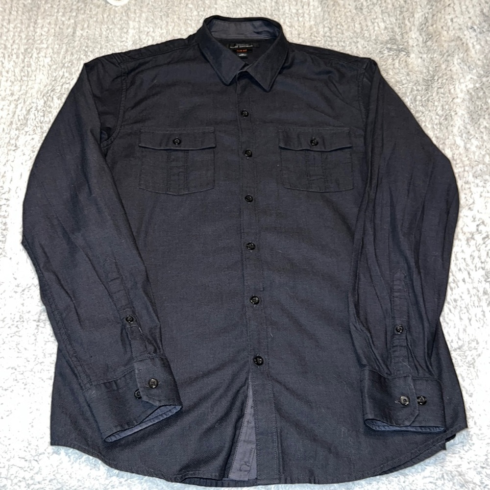 Marc Anthony Men's Dark Navy Button-Up Dress Shirt
